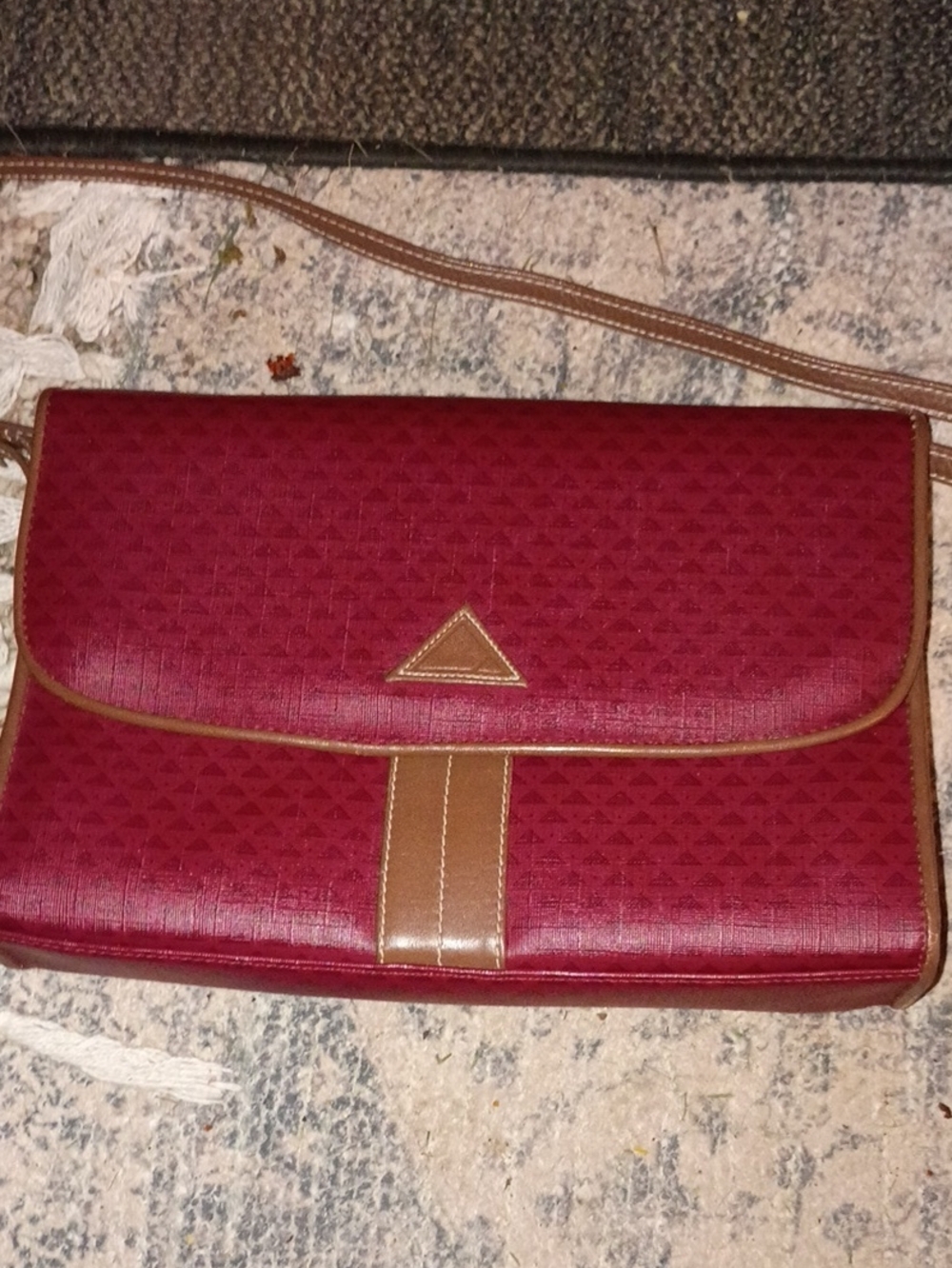 Liz Claiborne Red Crossbody Bag with Brown Trim